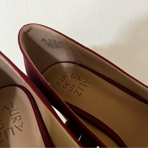 Naturalizer Helena red satin pointy pointed toe thick block heels 6.5W - Picture 6 of 7